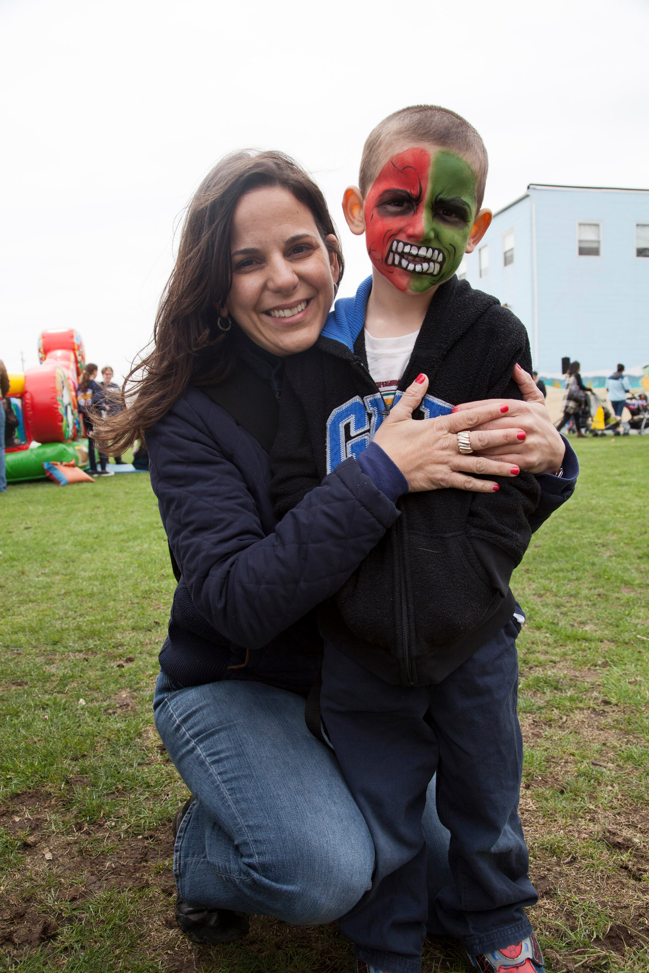 Dana Randazzo hugged her cute (and scary) son, Jack, 4, after he had his face painted.