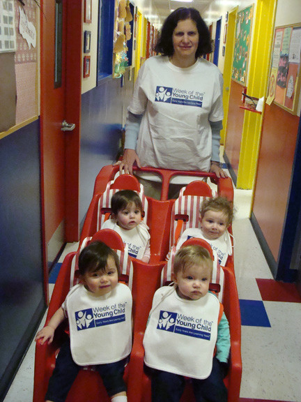 The babies took A stroller ride, and sported their “Week of the Young Child” bibs.