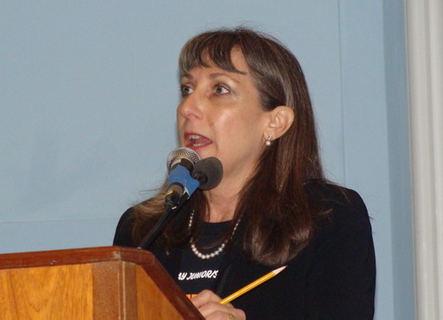 Superintendent Dr. Roseanne Melucci welcomed the students back to East Rockaway High School.