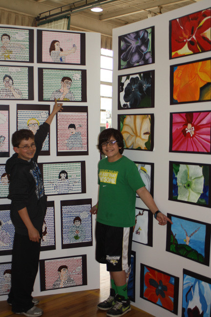 Seventh-graders Walter Paskoff and Paul Traumiller were both proud to present pieces in the Lynbrook South Middle School art show.