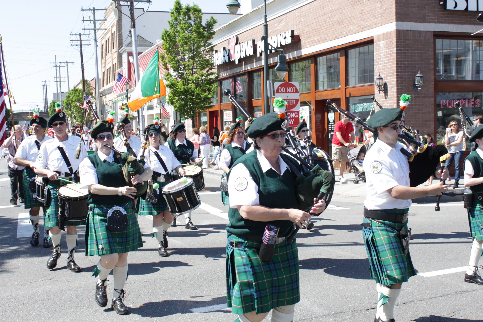 The Glor Na nGael Pipes & Drums played the bagpipes in Lynbrook’s Memorial Day parade held on Monday.
