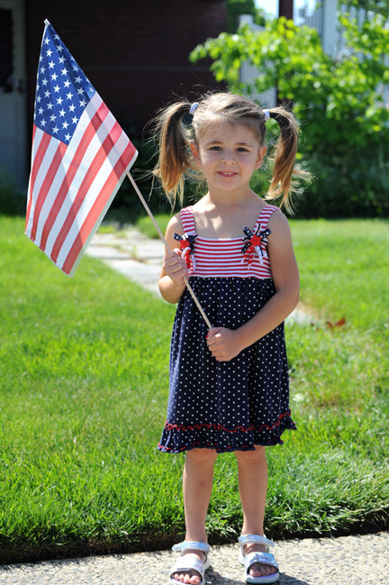 Anna McCardell, 3, dressed in red, white and blue.