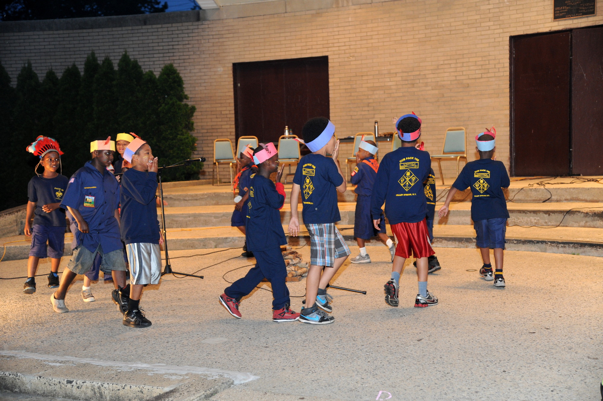 Pack 106 Cub Scouts demonstrated how Indians told time during their skit last Saturday night.