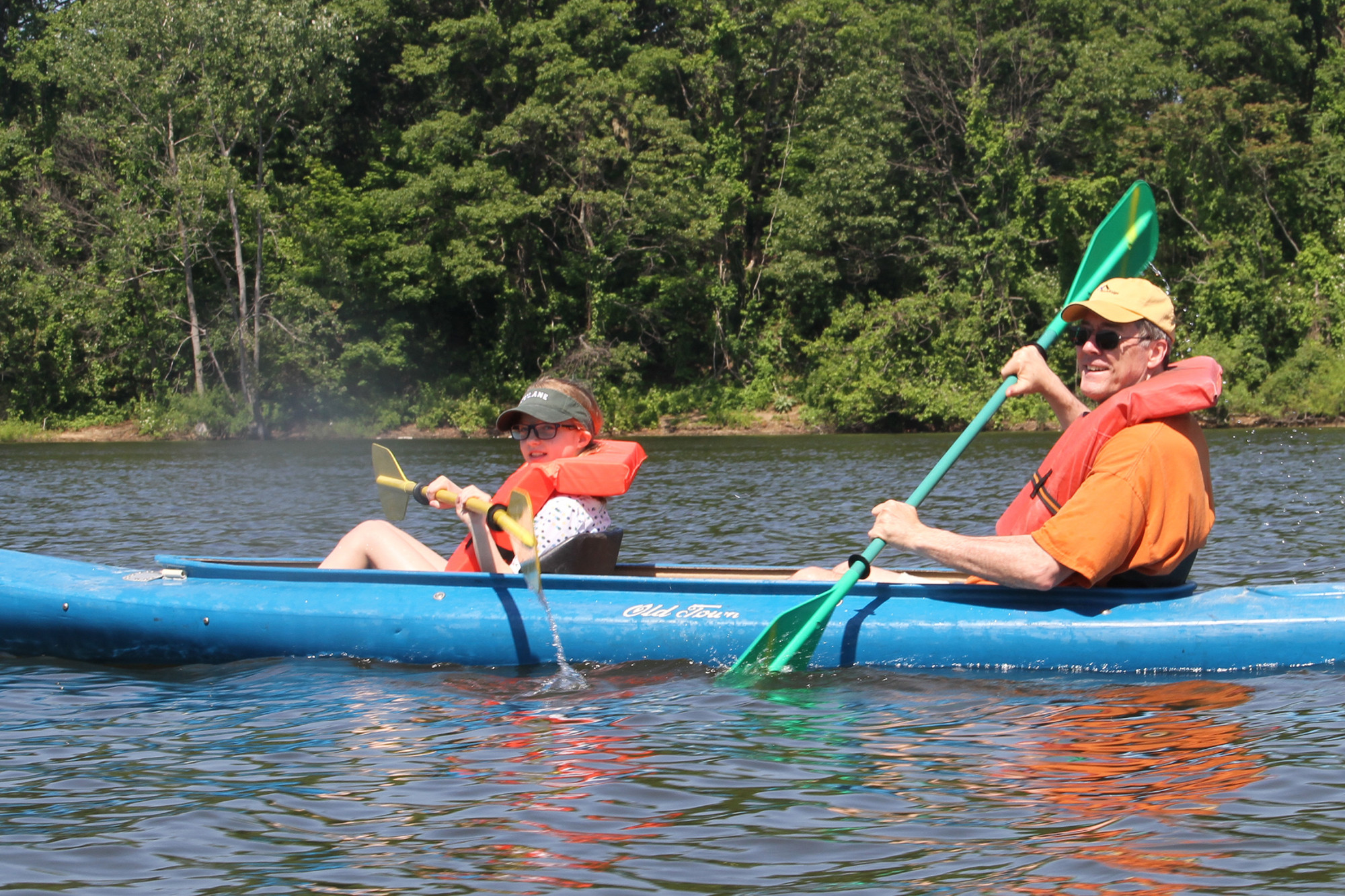 Annie and Charlie Crowley paddled around Hempstead Lake in a two-person kayak.