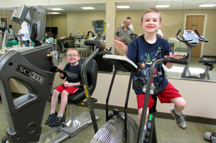 Owen Brennan, 6, and his brother, Billy, 8, tried the machines.