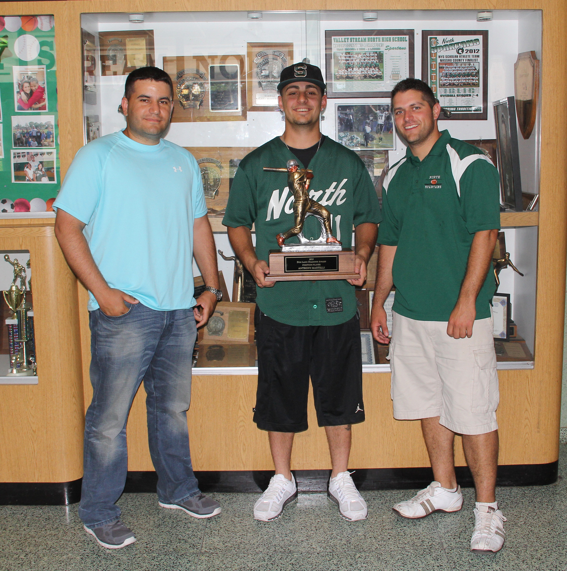 Valley Stream North head coach Phil Sanfilippo, Anthony Martelli and assistant coach James Casella
