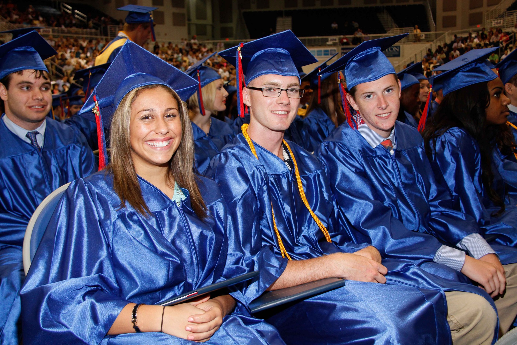 Tina Barricelli, Justin Barrero and Liam Baker were all smiles after receiving their diplomas.