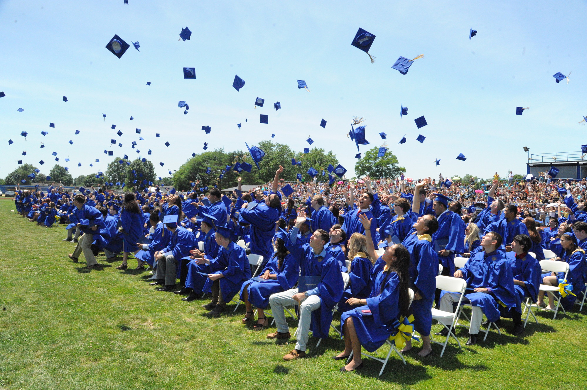 The East Meadow graduates celebrated at the end of Sunday's graduation ceremony