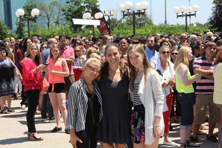 Herald interns Diana Dietrich, at left,  Jess Rosen and Grace Poppe outside of the X Factor auditions