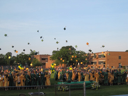 Recently Lynbrook High School graduates tossed their caps into the air.