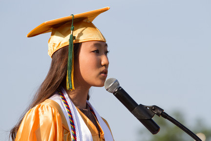 Valedictorian SoEun Lee advised her fellow graduates to strive for their own definition of success.