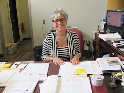 Dr. Rosmarie Bovino, the superintendent of the Island Park schools, in her new office last month.