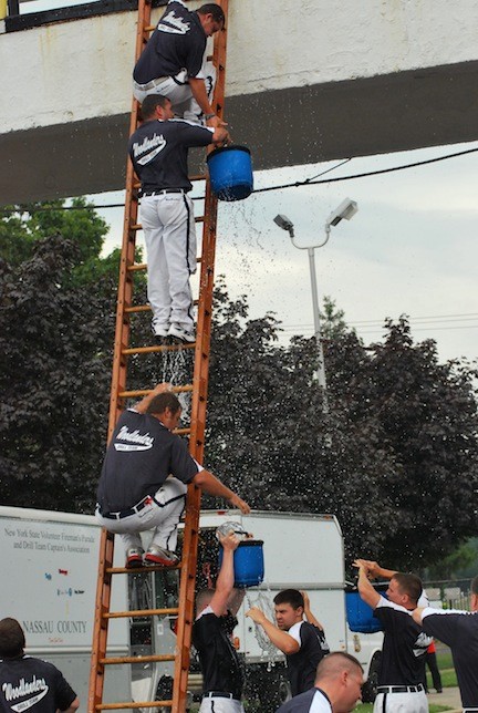Rockville Centre firefighters passed full pails up a ladder in the bucket contest.