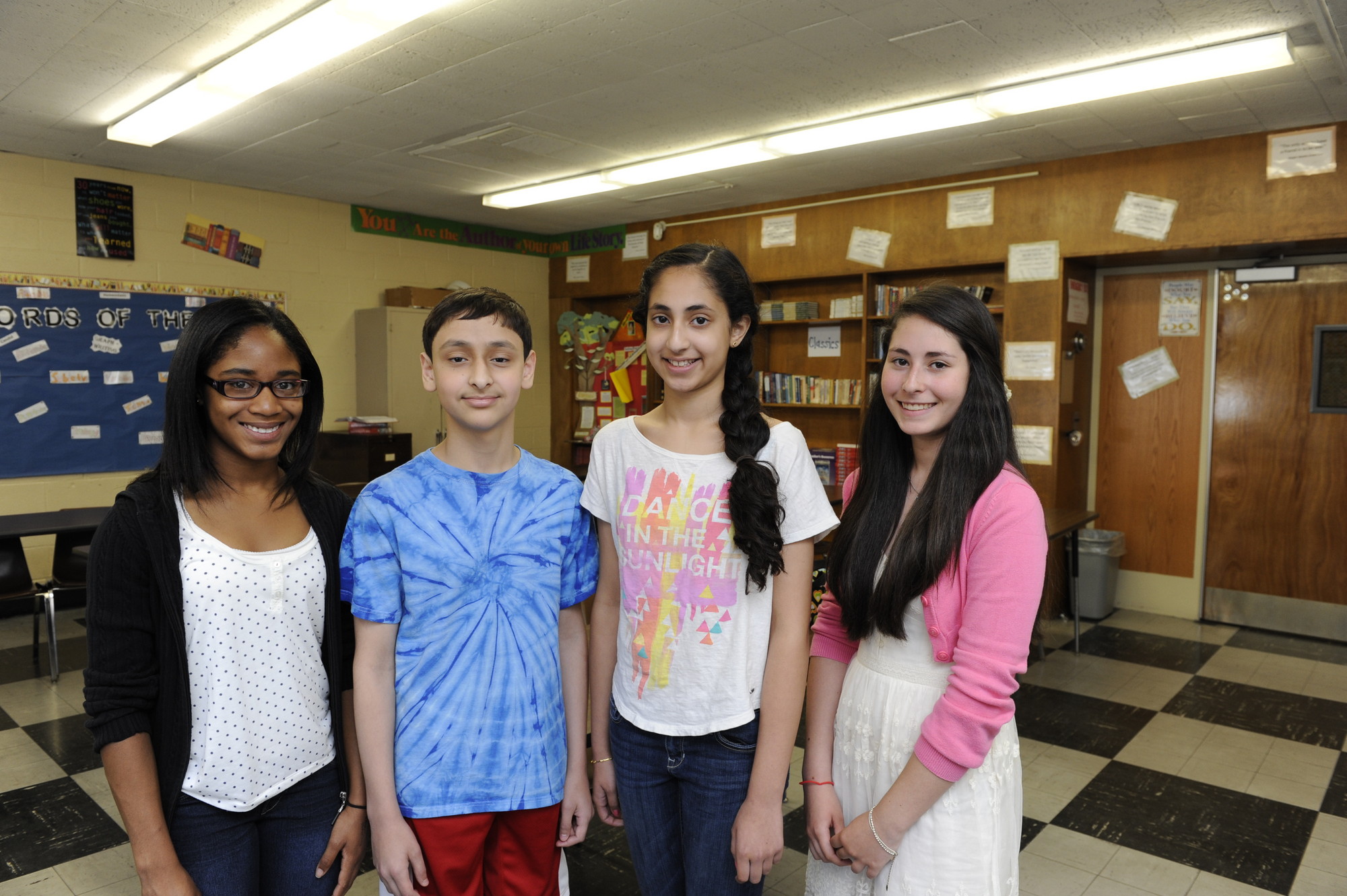 Four Baldwin students will attend the Doshi STEM Program at Nassau BOCES. From left are Kelsi King, Killian Banks, Janvi Pamnani and Luiza DaMotta.