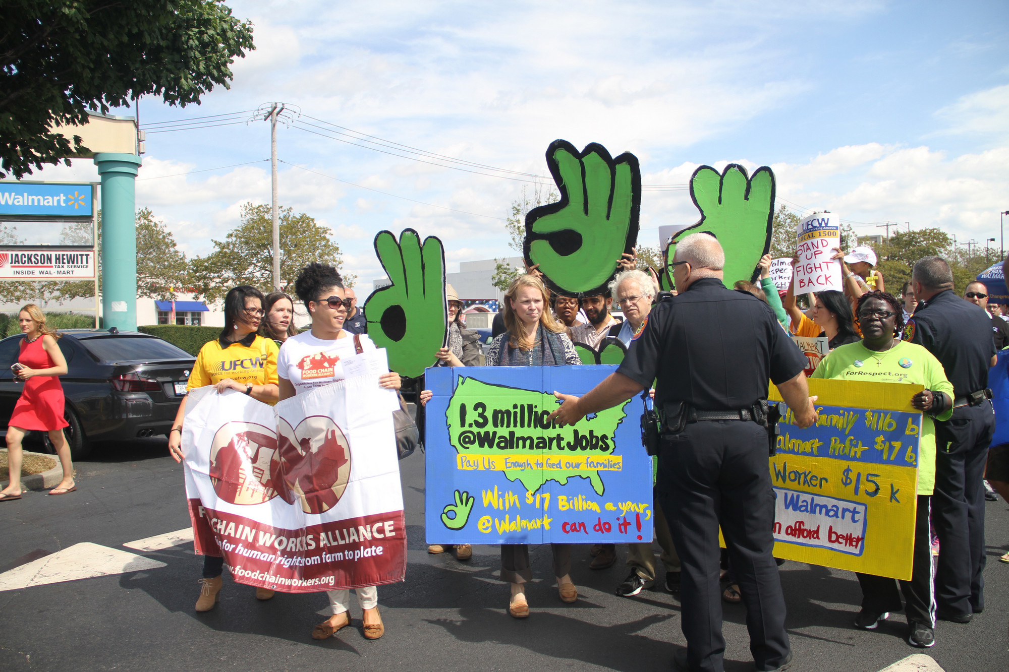 Nassau County Police prohibited the dozens of protestors from marching in front of the Valley Stream Walmart on Sept. 5.