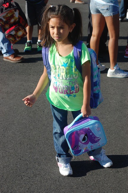 Gabrielle Cabitac was well prepared for her first day of second grade at the Shaw Avenue School on Sept. 4.