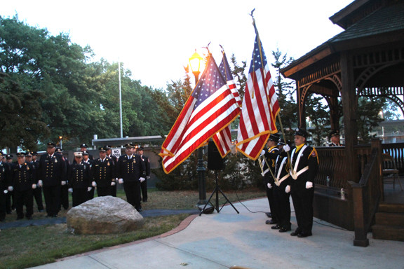 The East Meadow Fire Department hosted a candlelight vigil Wednesday night in Veterans Memorial Town Square to remember all those who died on Sept. 11.