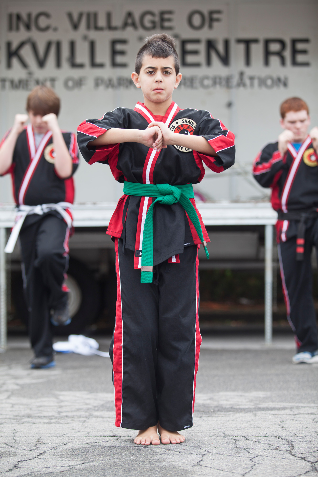 Reece Kaufman, 11, showed of his martial arts skills during a demo.
