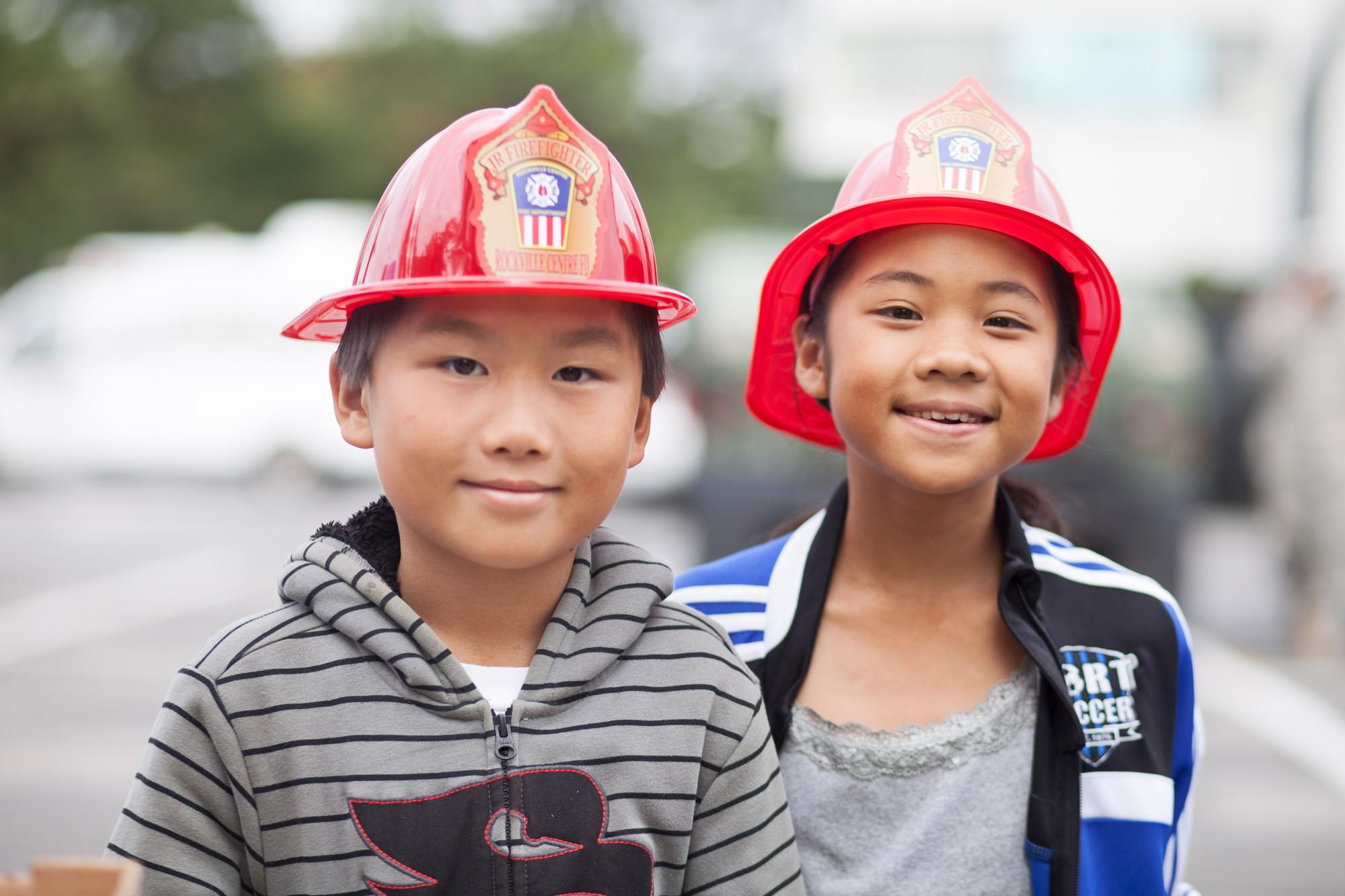 Joey and Valerie Hoffer showed their community spirt in with their official Rockville Centre Junior Firefighter hats.