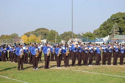 The Central marching band performed songs to the theme "Sounds like the '70s."