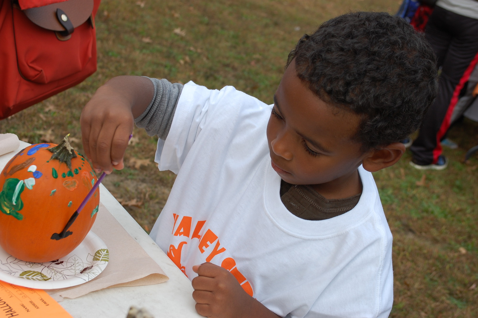 Nicholas LeBron, 5, was one of about 150 children who painted pumpkins.