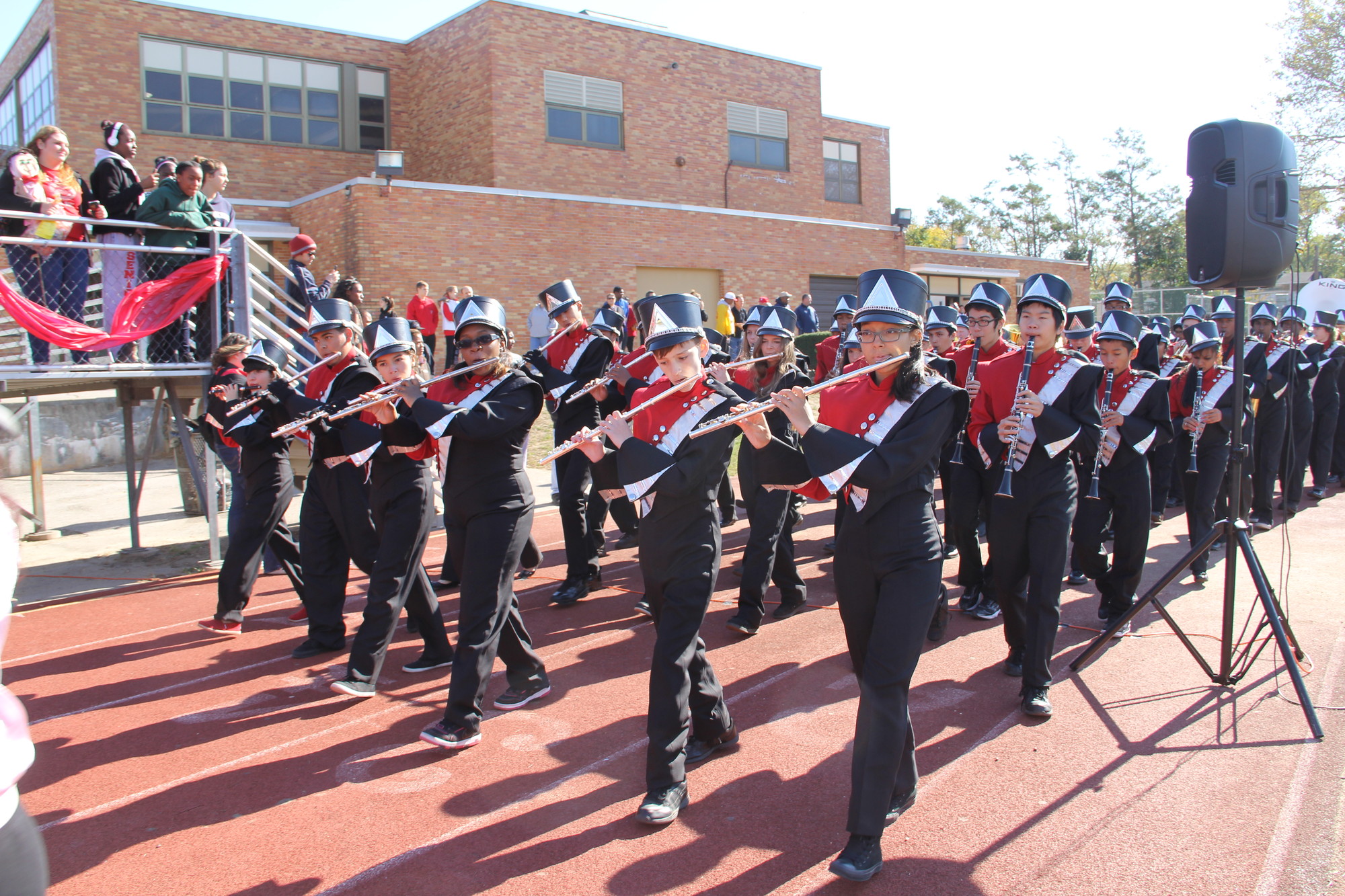 The South High School marching band entertained the crowd.