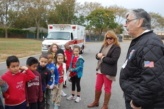 Ron Garofalo, coordinator of the Valley Stream Fire Department's school visits, talked to students about fire safety at the William L. Buck School.