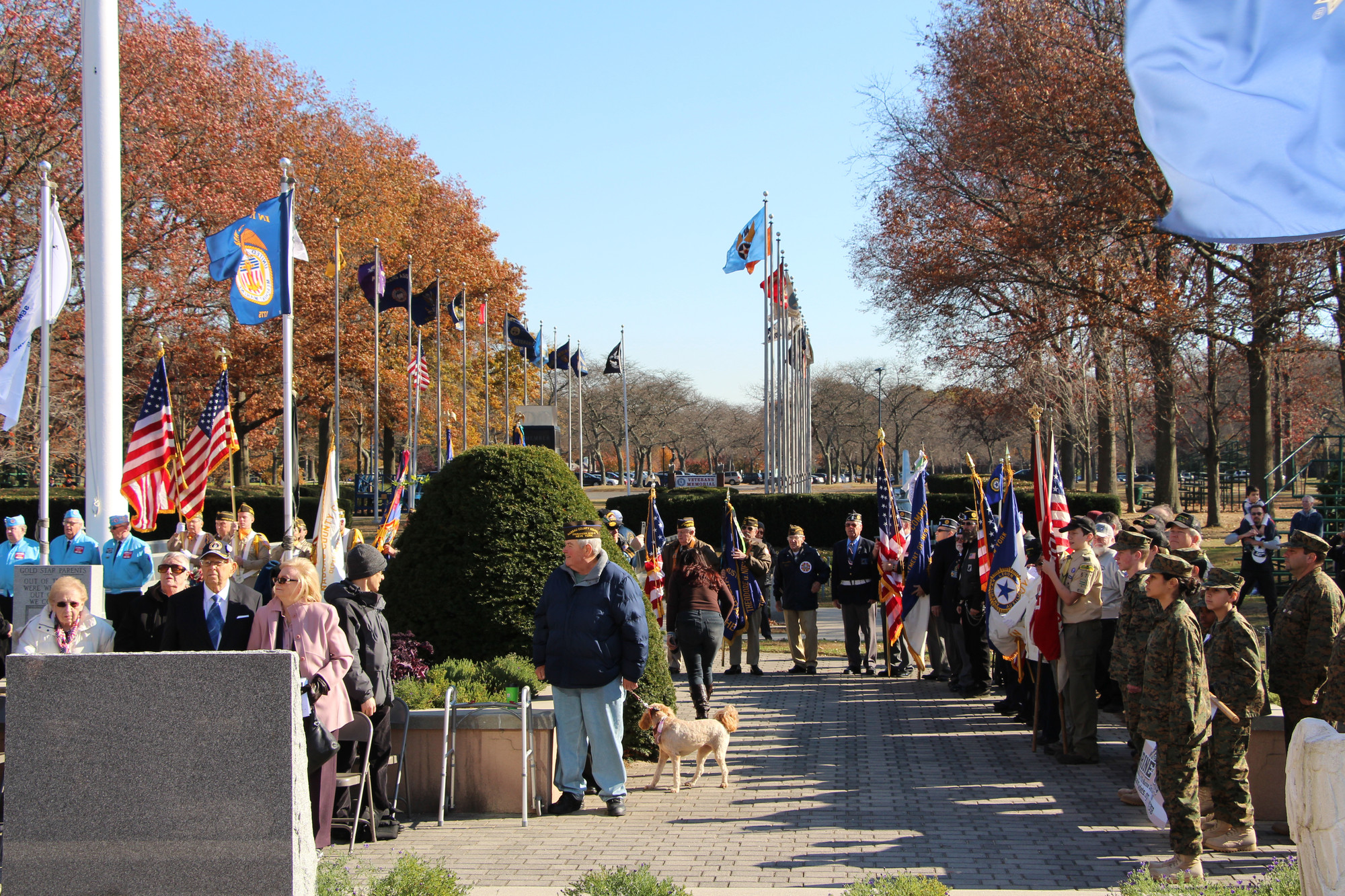 The Veterans Day Ceremony began with strong winds, strong spirits and strong-willed American Veterans.