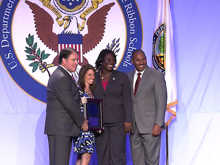 District 30 officials, including Shaw Avenue School teacher Dennis Carr, Principal Amy Pernick and Superintendent Dr. Nicholas Stirling accepted the award in Washington, D.C.