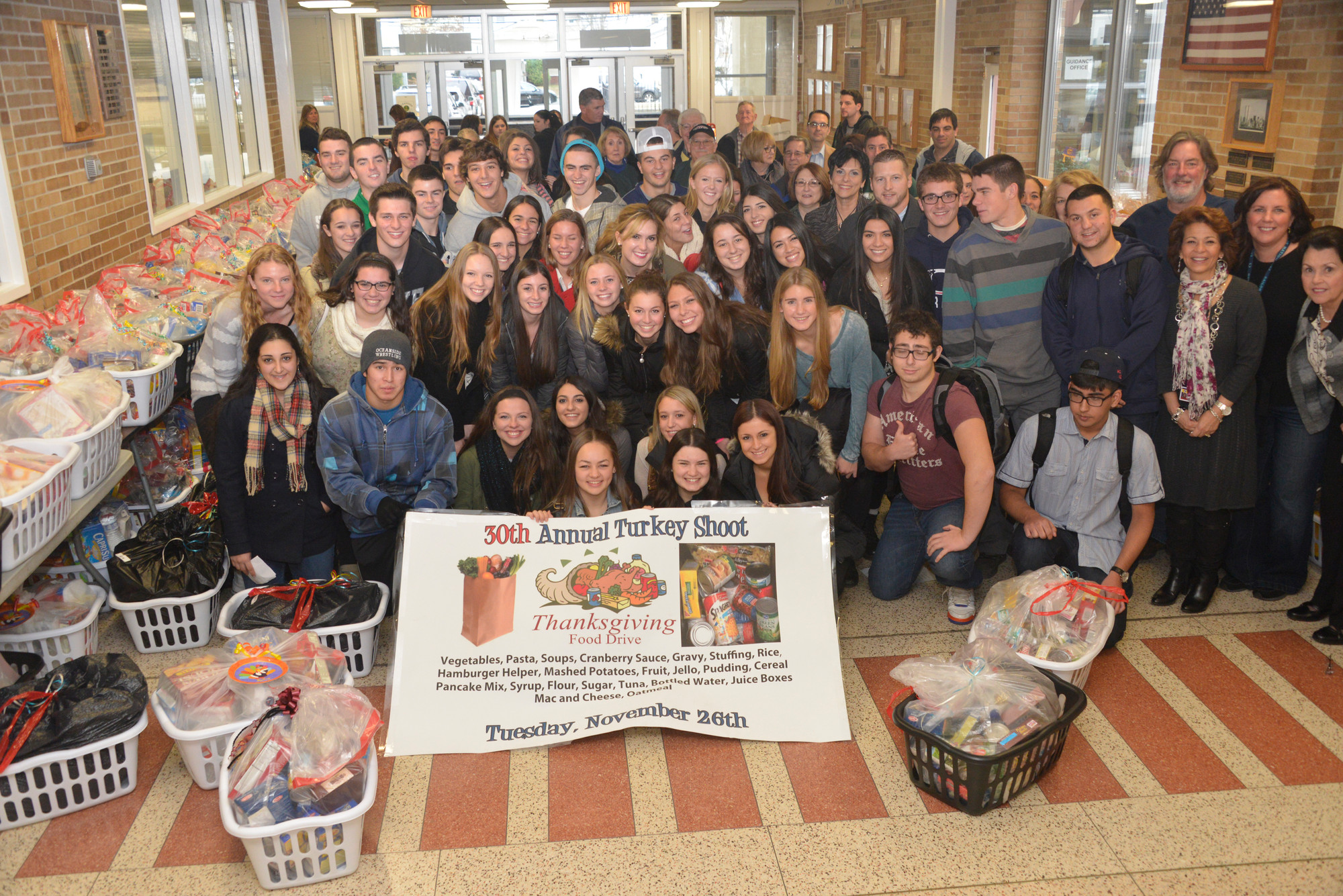 The Oceanside High School students who participated in this year’s Turkey Shoot food drive gathered at the school.