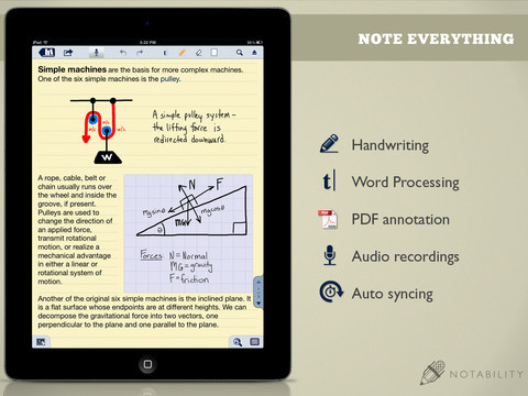 The Notability app allows students to take and organize notes and to allow others to view their work.