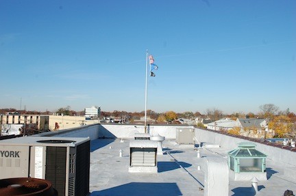 A view of the roof of 195 Rockaway Ave., which has been repaired.