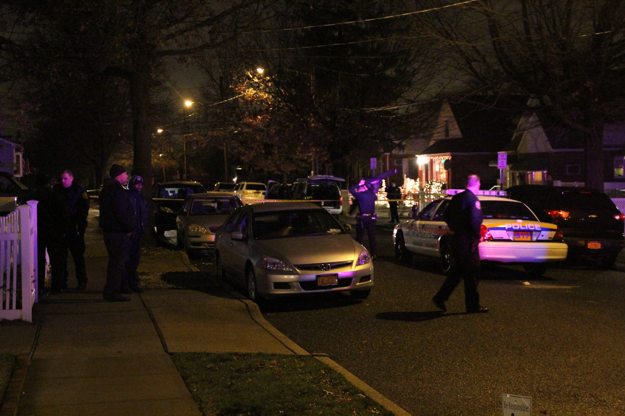Police investigated a double shooting on Charles Street in North Valley Stream on Monday evening.