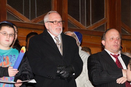 Rabbis Elliot Skiddell, left, and Howard Diamond led the festivities.