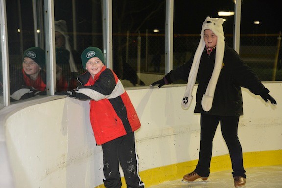Joe Garofalo, 9, and sister Kaitlin, 12, took part in the Valley Stream on Ice skating session at Grant Park last Thursday night.
