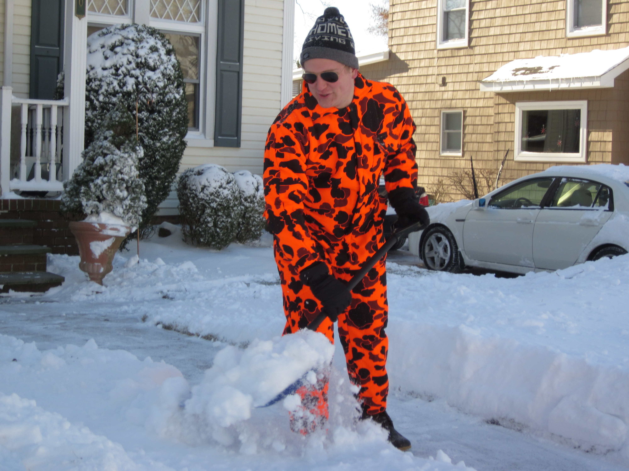 Kevin Conway, 24, finished shoveling the walk of his Lakeview Avenue home in Rockville Centre.