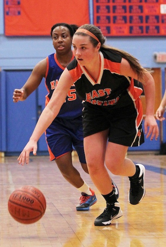 East Rockaway's Kim McCann led the way to victory Jan. 7 when she poured in 18 points to help the Lady Rocks topple conference rival Malverne.