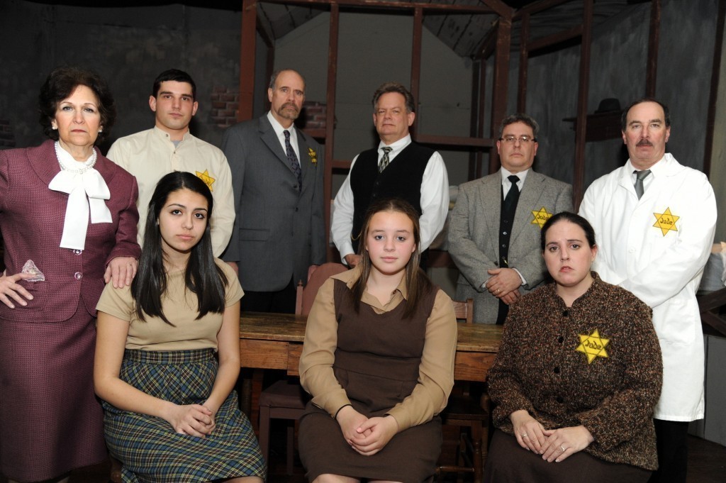 The cast of “The Diary of Anne Frank,” clockwise from top left, Andrea Conwell, Matthew Tyler, Gary Conwell, Barry Block, Dan Rosner, Barry Friedlander, Alana Grossman, Samantha Epstein and Alana Reilly