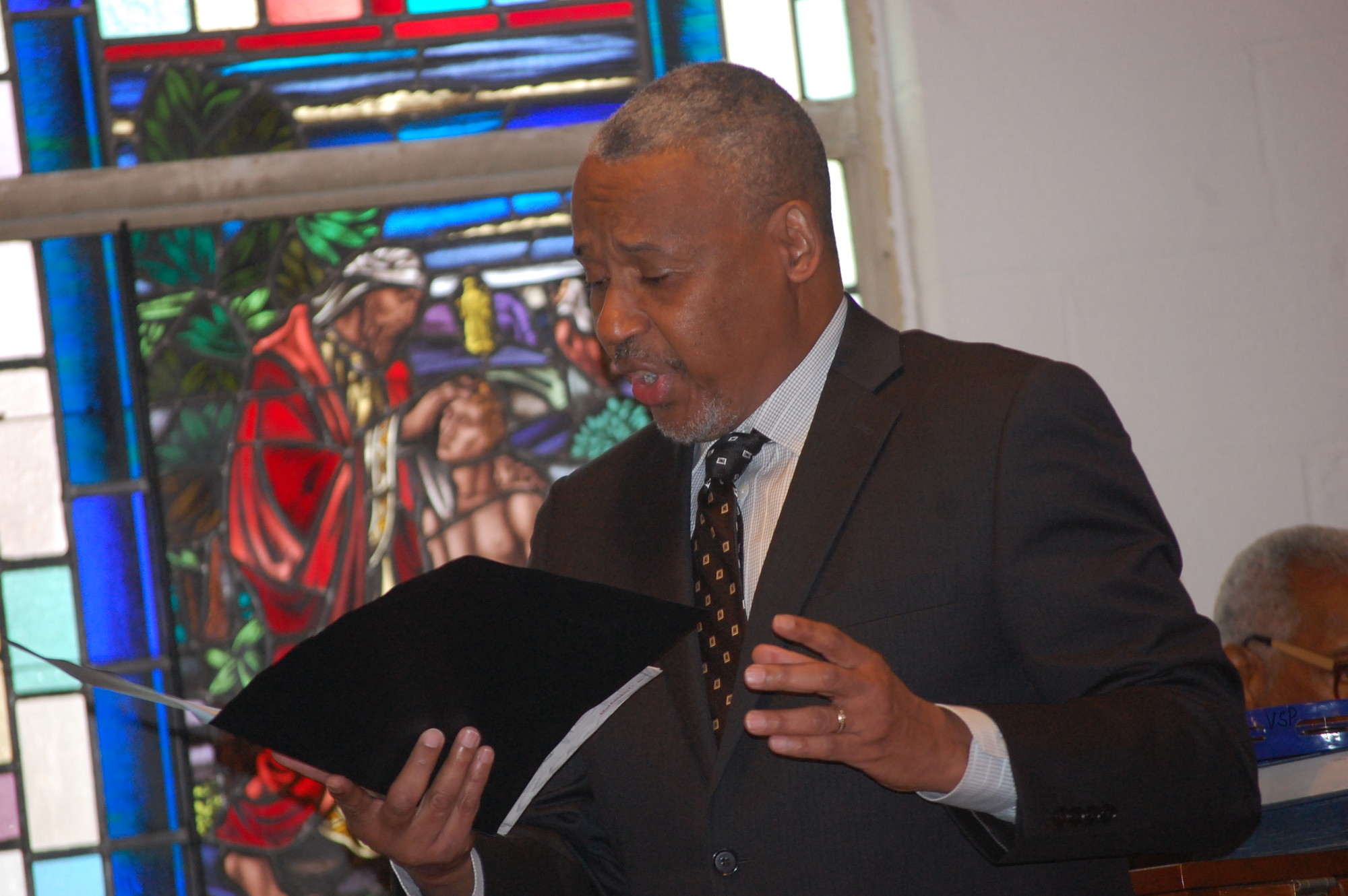 David Mitchell sang “I Have a Dream” at the Valley Stream Religious Council’s third annual Dr. Martin Luther King Day celebration on Monday.