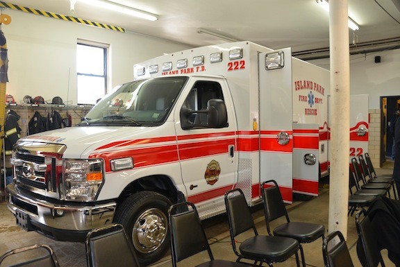 The new ambulance in Island park has state-of-the-art features, such as salt-resistant aluminum.