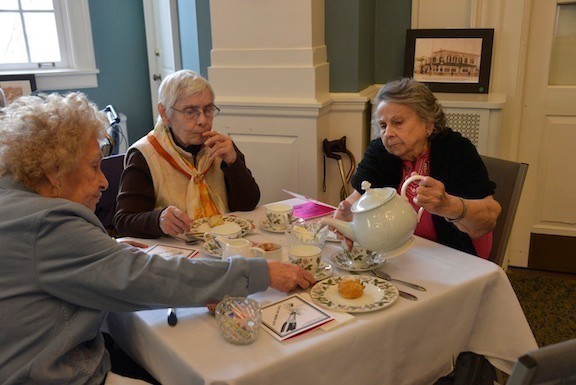 Gloria Weisman, Winnie Lichtenstadt, Jeanne Cardnial attended Lynbrook Historical Society  tea at the library -