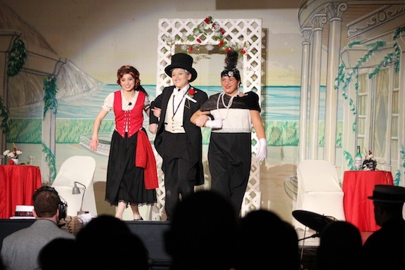 Hortense (Ari Pecci) takes a bow with Lord and Lady Brockhurst played by Paul Cirillo and Rianna Carriere.