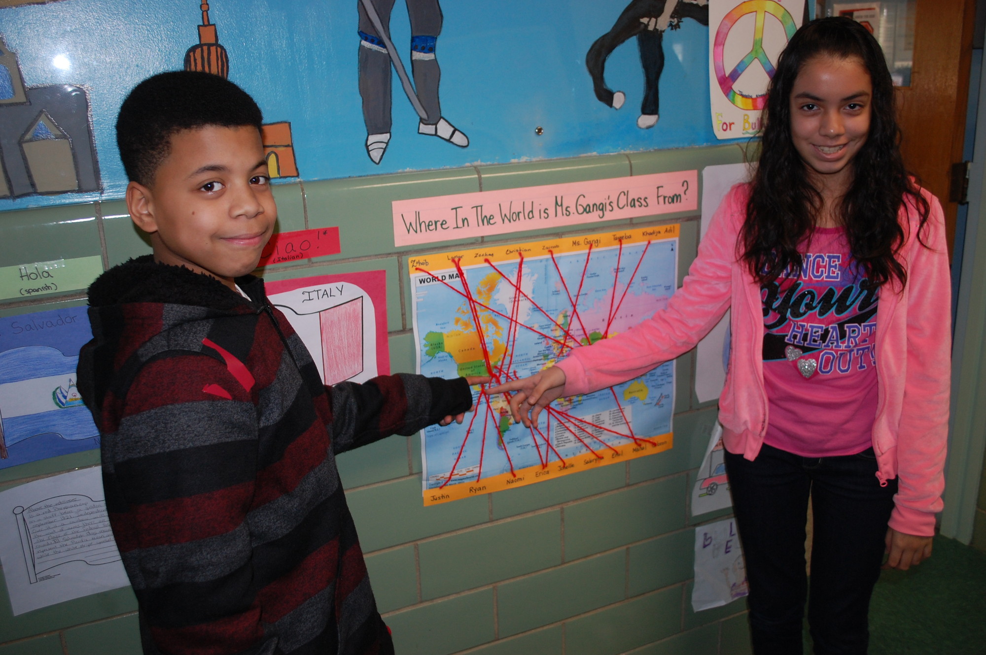 Ryan Pean, whose family hails from Haiti and Puerto Rico, and Naomi Candelario, of El Salvadorian heritage, noted the diversity of their sixth-grade class.