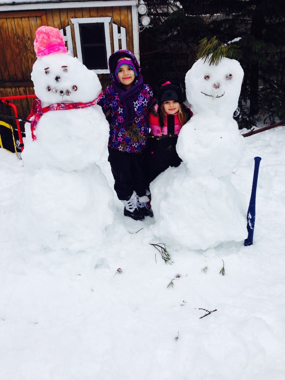 In the Gibson area, Ariel Navarro and Hannah Wallach, both 6, made a snow couple for Valentine's Day.