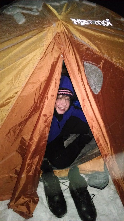 Matthew McDonald in his tent.
