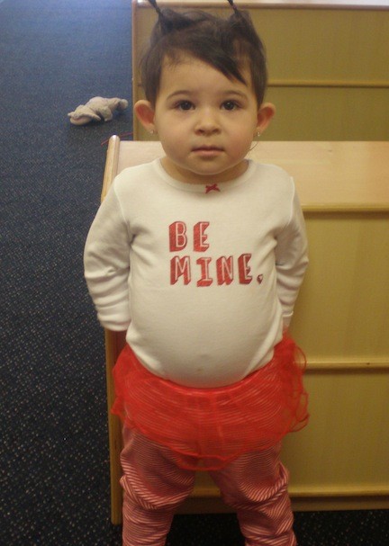 Olivia Perlow showed her love on her “Be Mine” shirt.