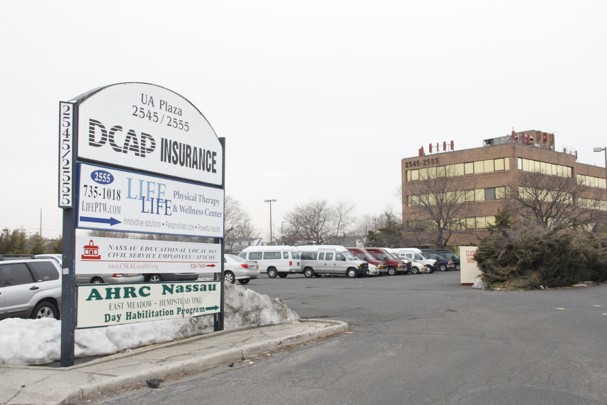 Vans parked outside AHRC Nassau’s East Meadow facility were recently stripped of their catalytic converters, a component that costs thousands of dollars.