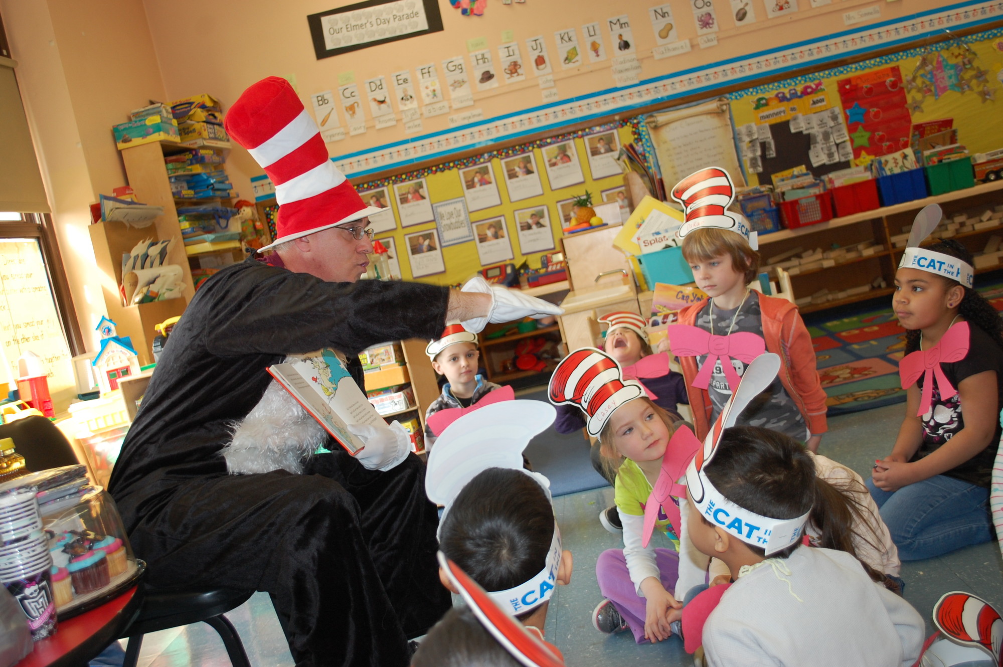Richard Kerin, a.k.a. The Cat in the Hat, shared a tale with a kindergarten class at the William L. Buck School on March 6 for Read Across America Day.