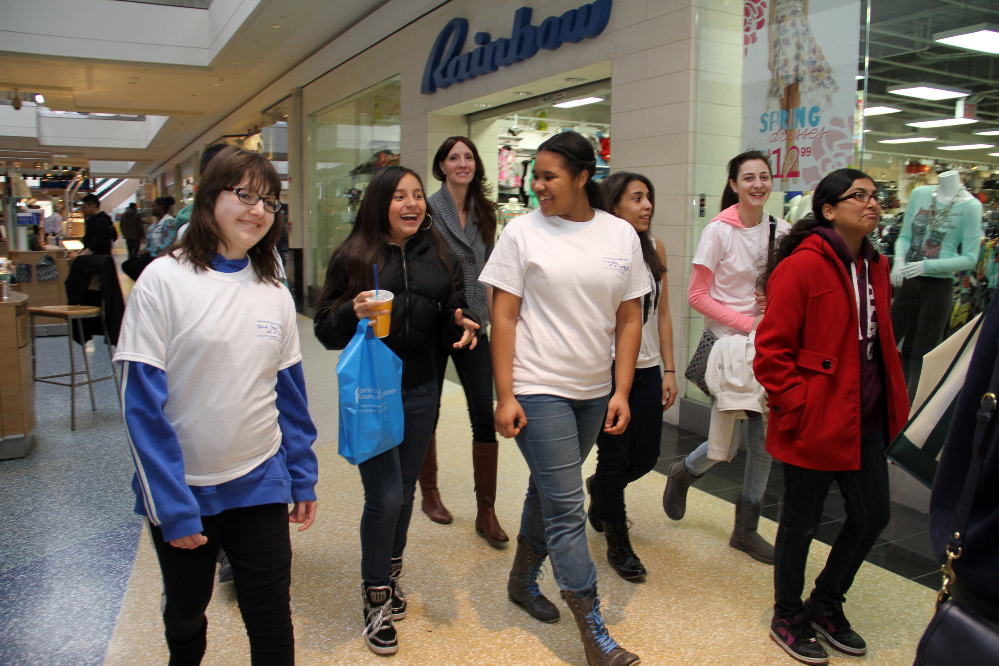 Students and teachers from Valley Stream schools walked through the Green Acres Mall last Sunday to support the Peninsula Counseling Center.