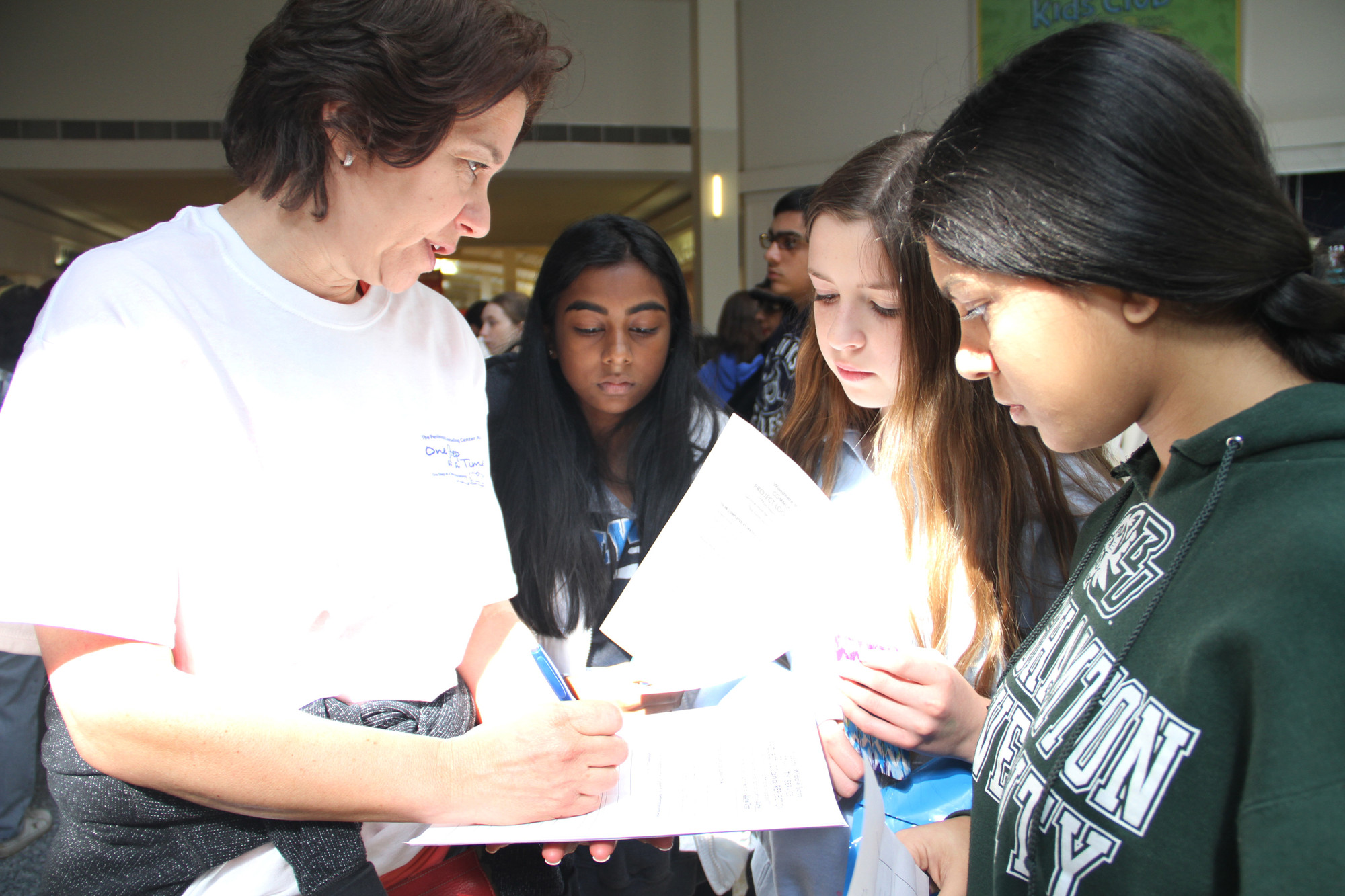 Judy Rivlin signed up students Avani Lall, Kristin McIness and Arham Ansari for the walk.
